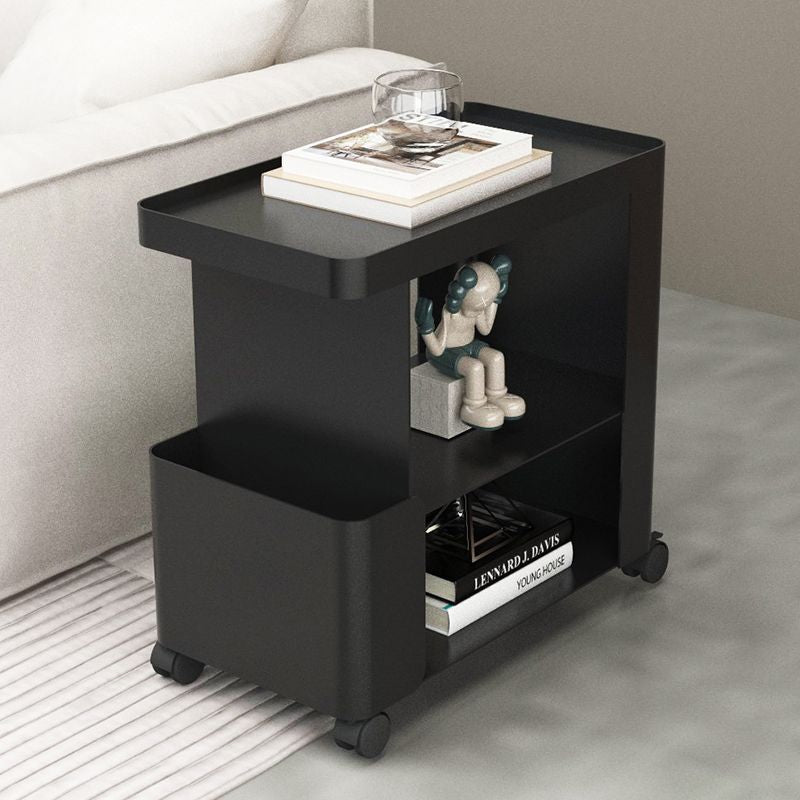 Modern Simplicity Carbon Steel Rectangular End Table Movable 3-Tier For Living Room