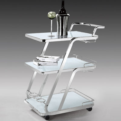 Mesa Auxiliar Moderna de Lujo de Vidrio Reforzado Acero Inoxidable Rectangular Círculo de 3 Niveles Movible para Comedor 