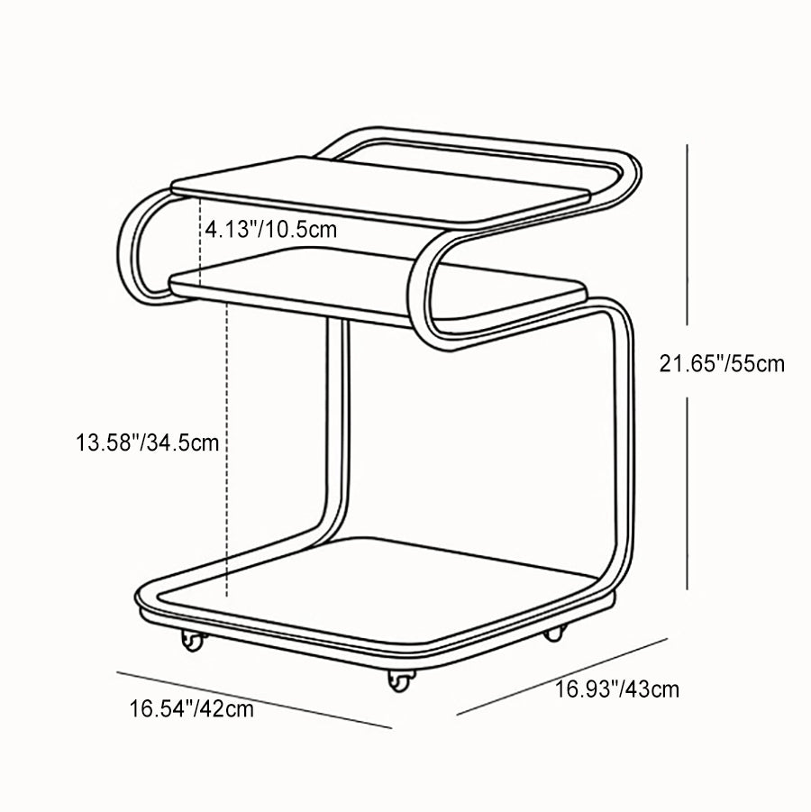 Contemporary Retro Reinforced Glass MDF Iron Square Side Table 3-Tier Movable For Living Room