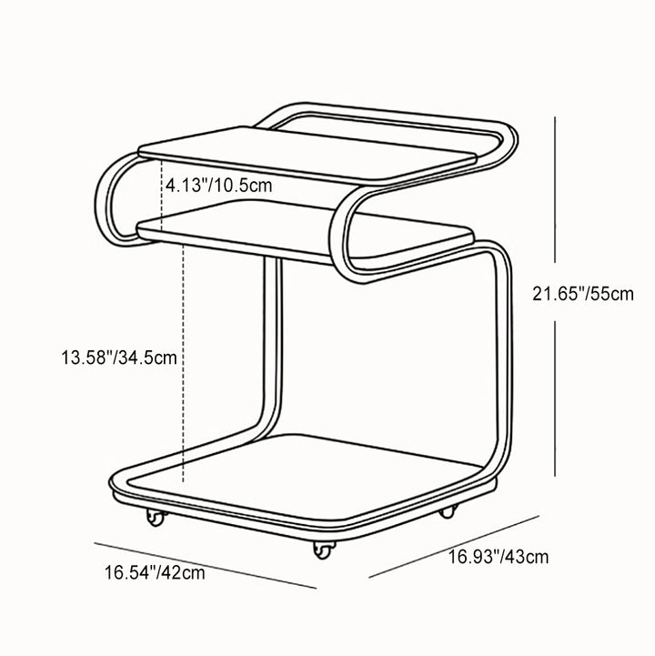 Contemporary Retro Reinforced Glass MDF Iron Square Side Table 3-Tier Movable For Living Room