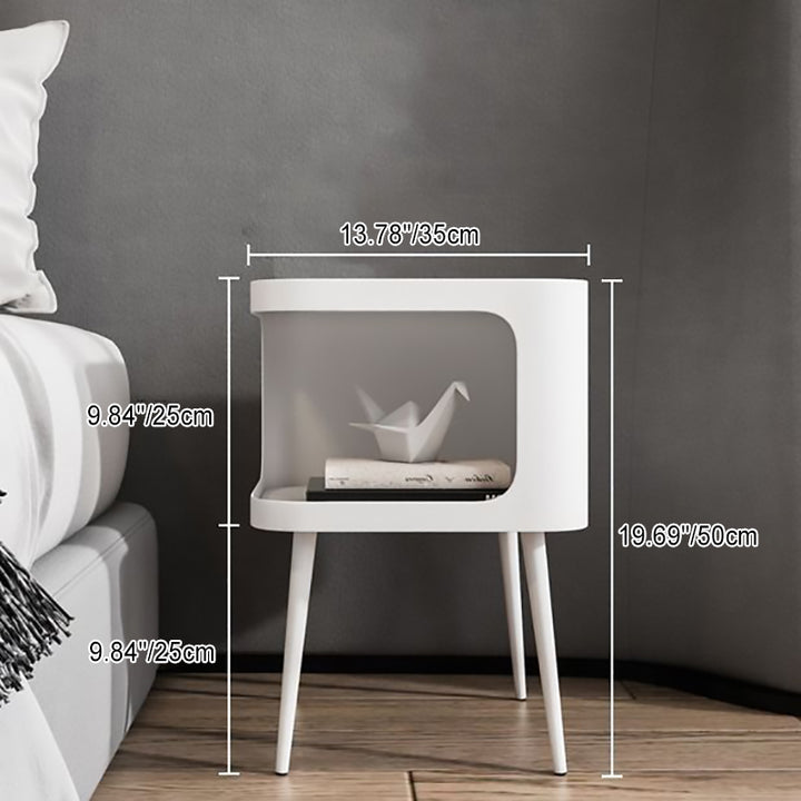 Mesa Auxiliar Cuadrada Nórdica Contemporánea de Acero al Carbono con 1 Almacenamiento para Sala de Estar 