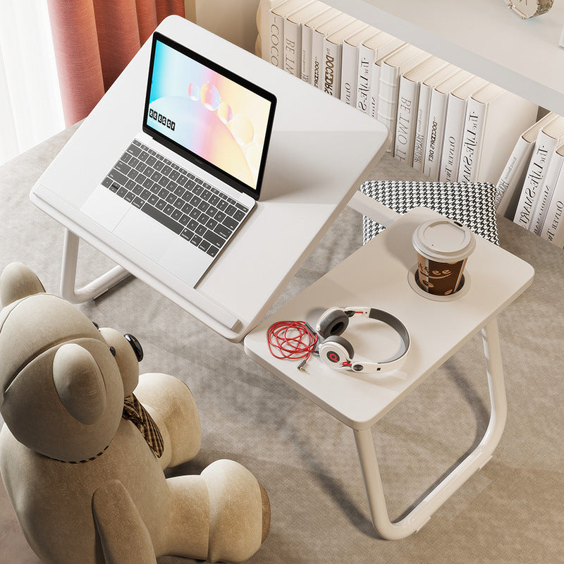 Contemporary Nordic Carbon Steel MDF Rectangular Desks Foldable Angle Adjustable 2-Tray Saucer For Study
