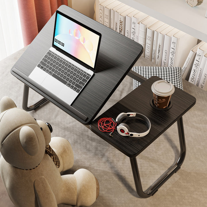 Contemporary Nordic Carbon Steel MDF Rectangular Desks Foldable Angle Adjustable 2-Tray Saucer For Study