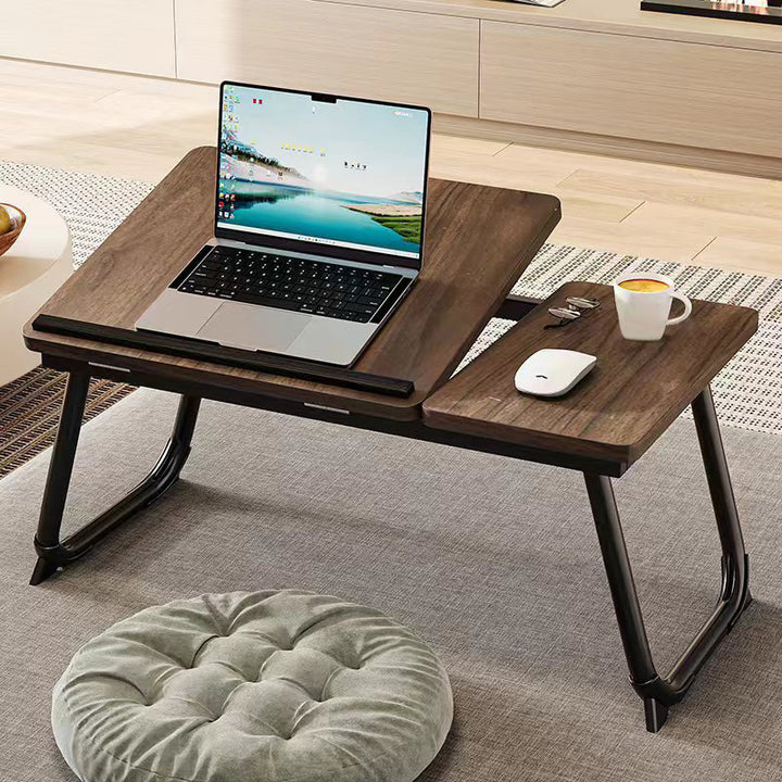 Contemporary Nordic Carbon Steel MDF Rectangular Desks Foldable Angle Adjustable 2-Tray Saucer For Study