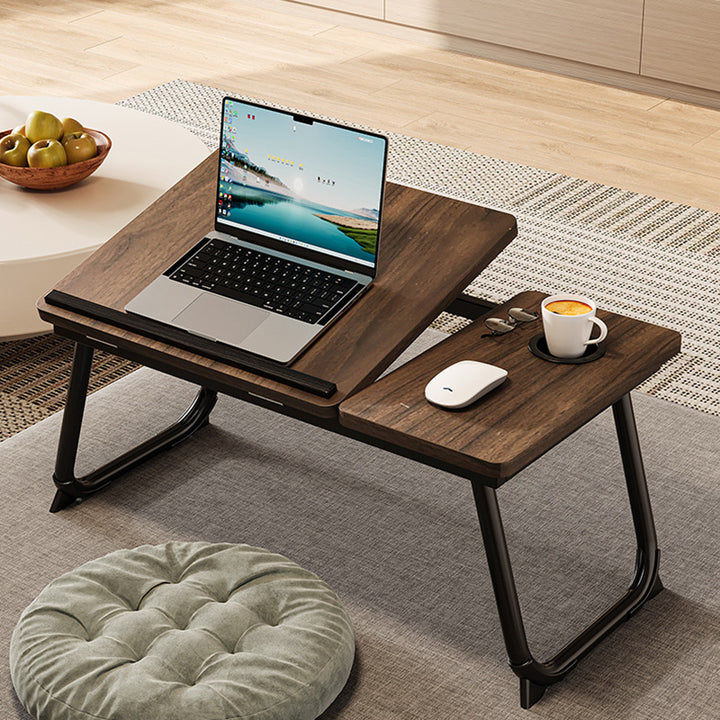Contemporary Nordic Carbon Steel MDF Rectangular Desks Foldable Angle Adjustable 2-Tray Saucer For Study