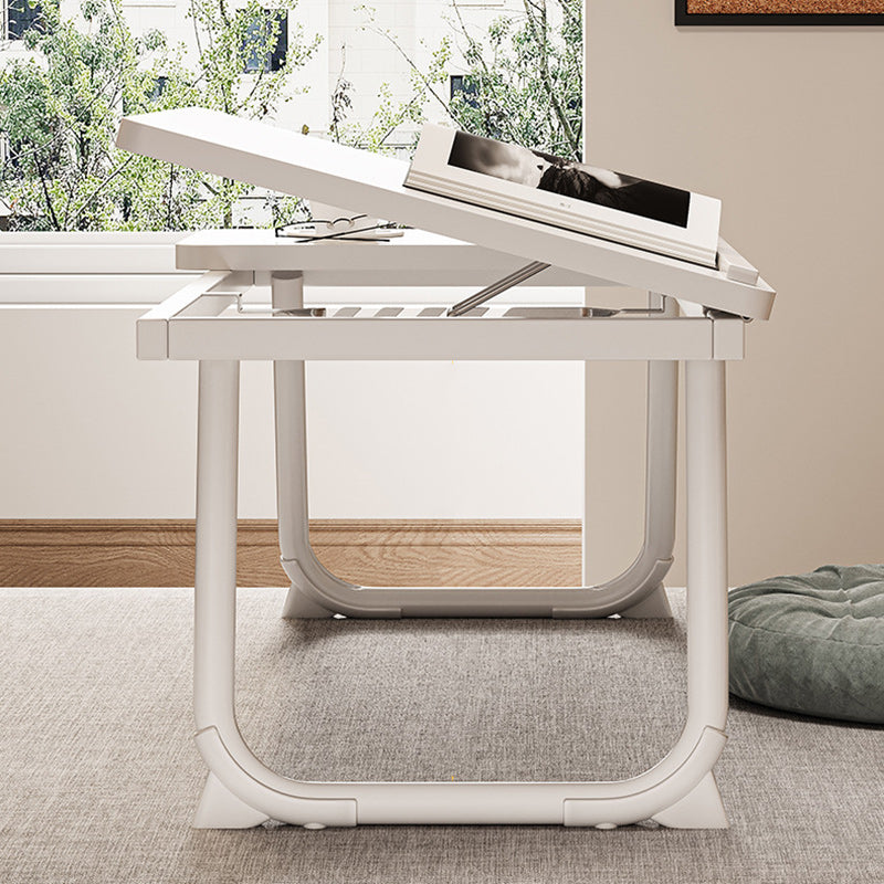 Contemporary Nordic Carbon Steel MDF Rectangular Desks Foldable Angle Adjustable 2-Tray Saucer For Study