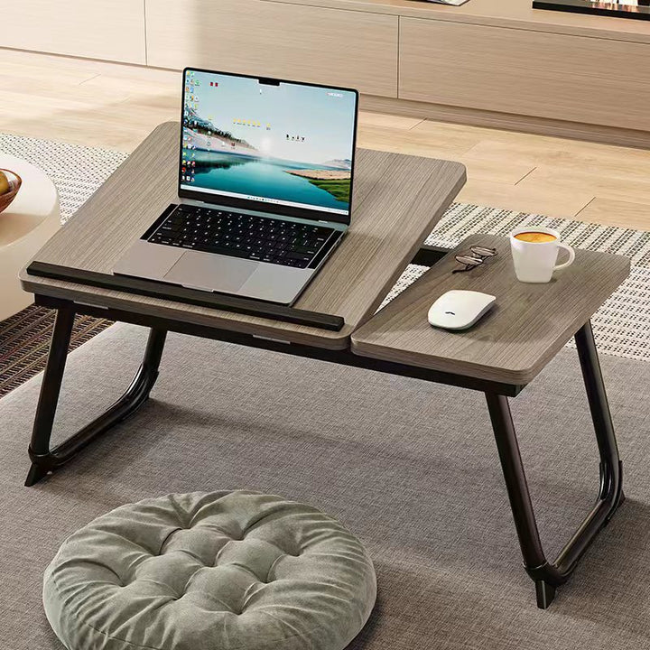 Contemporary Nordic Carbon Steel MDF Rectangular Desks Foldable Angle Adjustable 2-Tray Saucer For Study
