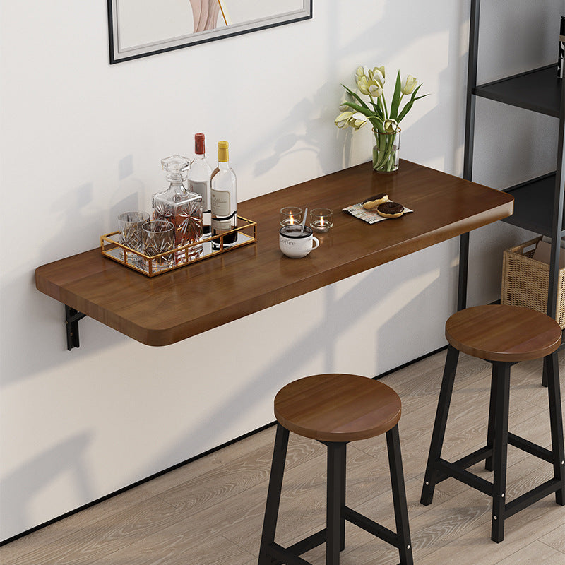 Table de bar suspendue rectangulaire en bois massif et métal, pliable, à 1 plateau pour cuisine 
