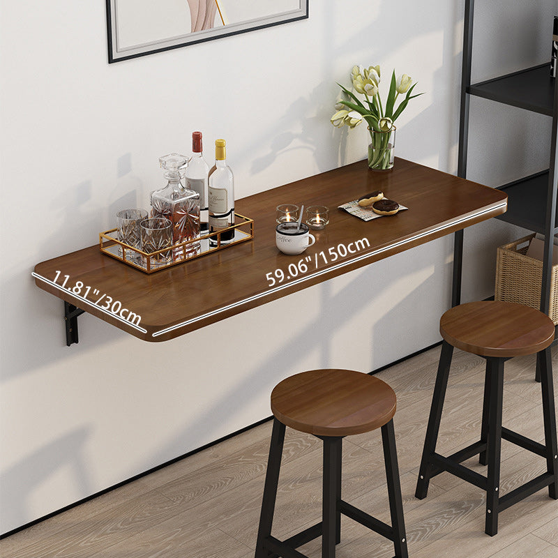 Table de bar suspendue rectangulaire en bois massif et métal, pliable, à 1 plateau pour cuisine 