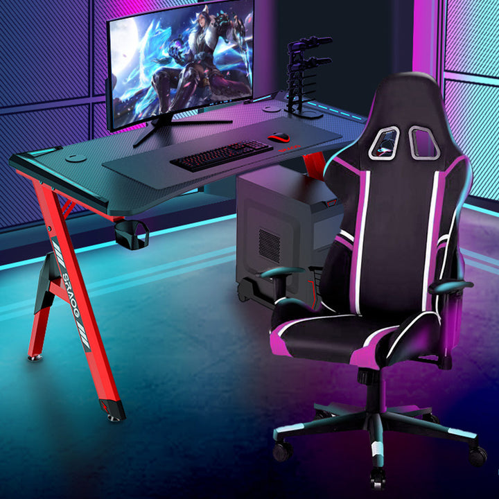 Moderner eklektischer rechteckiger Plattenstahl-Schreibtisch mit Becherhalter und 1-Ablage für das Home Office 