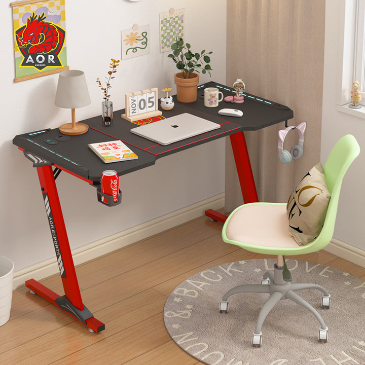 Plateau rectangulaire éclectique moderne en ABS acier inoxydable pour bureaux avec support de tasse lumineux RGB 1-plateau pour bureau à domicile 