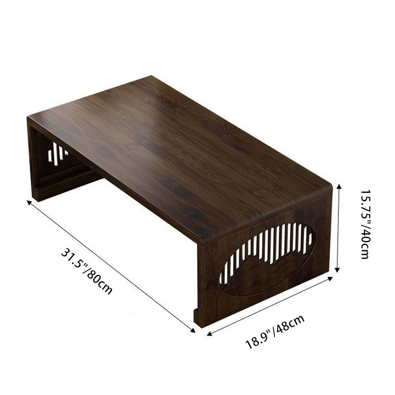 Table basse pliante rectangulaire en bambou japonais traditionnel avec 1 plateau pour balcon 