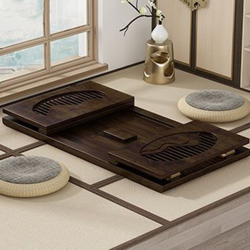 Table basse pliante rectangulaire en bambou japonais traditionnel avec 1 plateau pour balcon 
