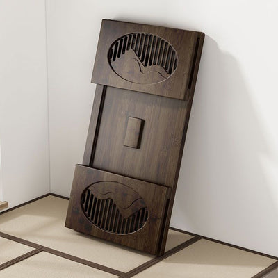 Table basse pliante rectangulaire en bambou japonais traditionnel avec 1 plateau pour balcon 