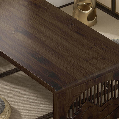 Table basse pliante rectangulaire en bambou japonais traditionnel avec 1 plateau pour balcon 