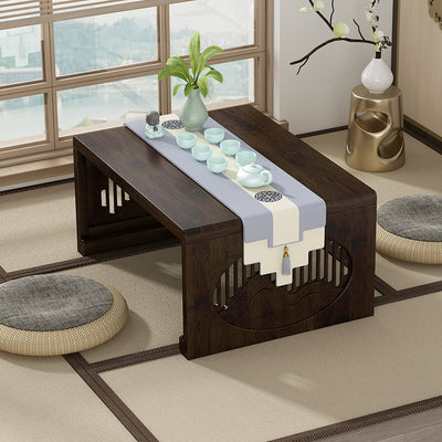 Table basse pliante rectangulaire en bambou japonais traditionnel avec 1 plateau pour balcon 