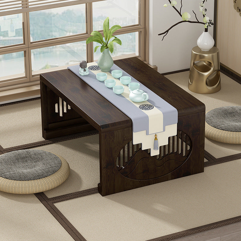 Table basse pliante rectangulaire en bambou japonais traditionnel avec 1 plateau pour balcon 