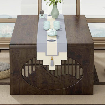 Table basse pliante rectangulaire en bambou japonais traditionnel avec 1 plateau pour balcon 