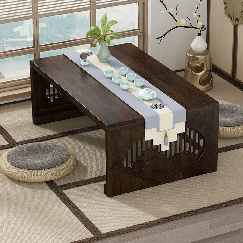 Table basse pliante rectangulaire en bambou japonais traditionnel avec 1 plateau pour balcon 