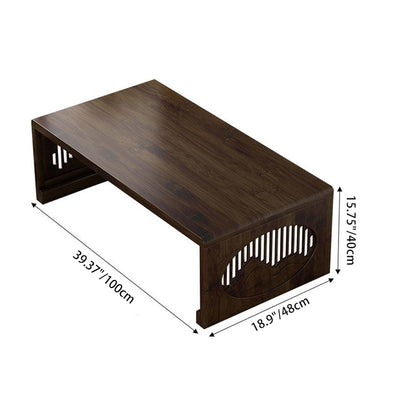 Table basse pliante rectangulaire en bambou japonais traditionnel avec 1 plateau pour balcon 