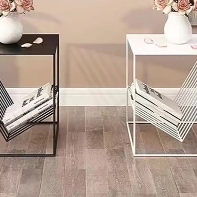 Cube géométrique en acier au carbone fer contemporain scandinave, table d'appoint 1-étagère pour salon 