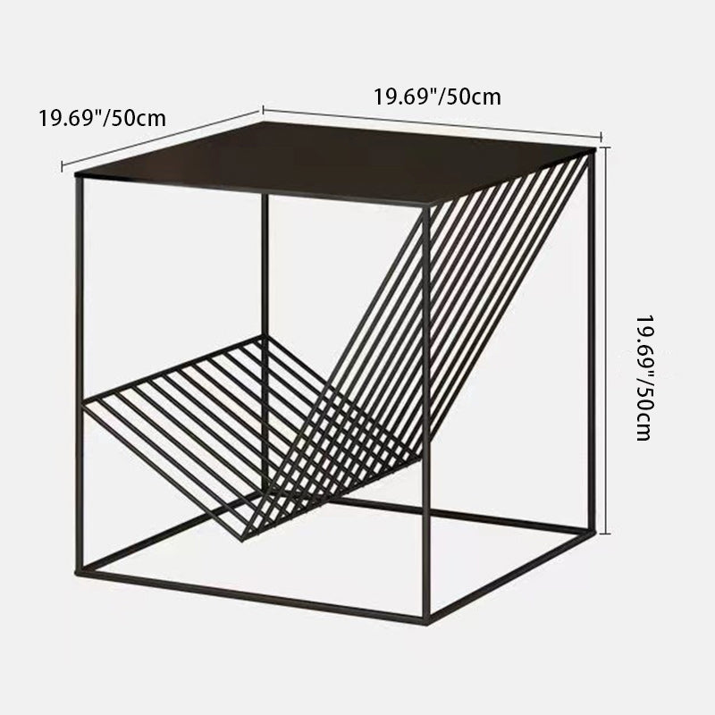 Cube géométrique en acier au carbone fer contemporain scandinave, table d&