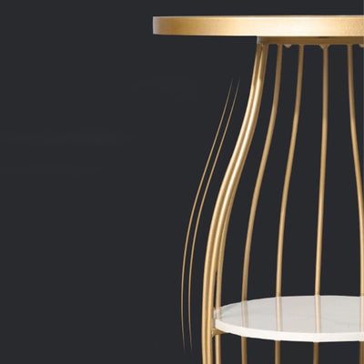 Table d'appoint ronde en ardoise nordique contemporaine à 2 niveaux pour salon 