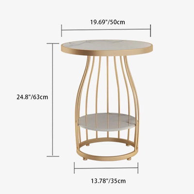 Table d'appoint ronde en ardoise nordique contemporaine à 2 niveaux pour salon 