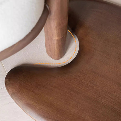 Mesa Lateral Moderna de Madera con Base Elíptica en Forma de Oreja de Gato de 2 Niveles para Sala de Estar 