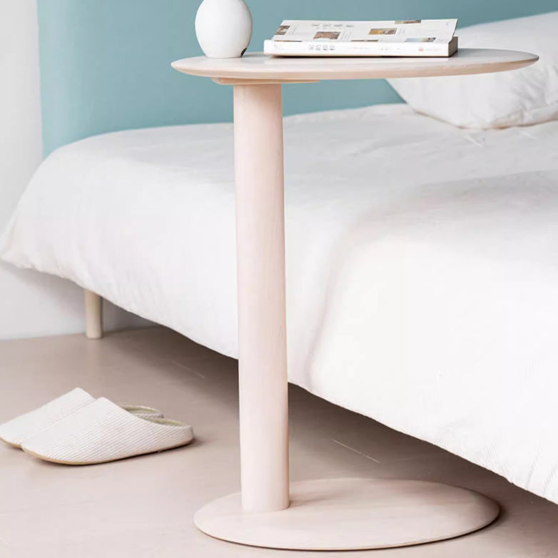 Mesa Lateral Moderna de Madera con Base Elíptica en Forma de Oreja de Gato de 2 Niveles para Sala de Estar 