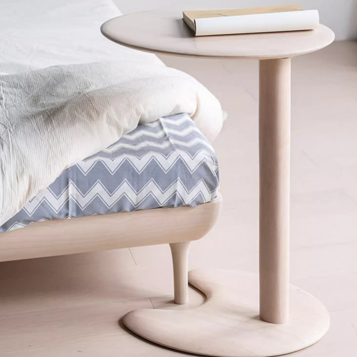 Modern Simplicity Solid Maple Wood Elliptical Cat Ear Base Side Table 2-Tier For Living Room