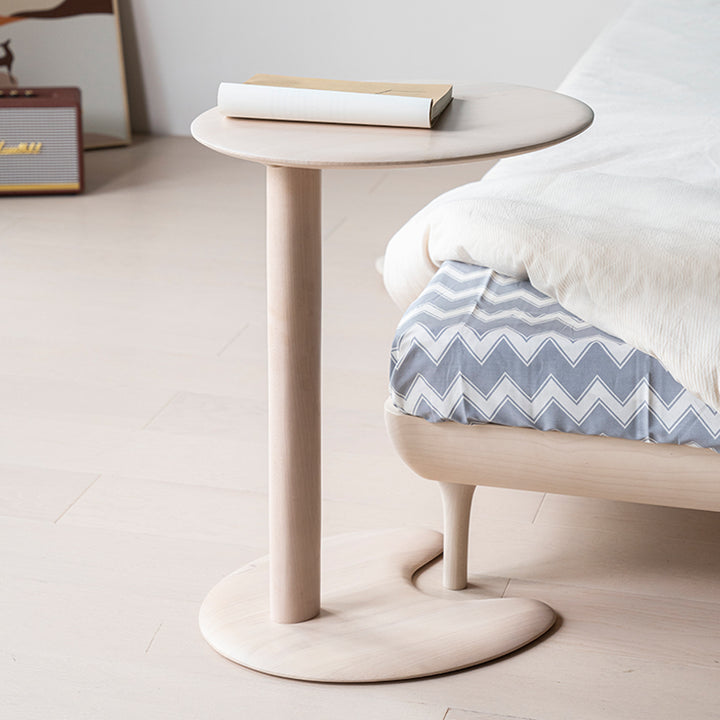 Modern Simplicity Solid Maple Wood Elliptical Cat Ear Base Side Table 2-Tier For Living Room