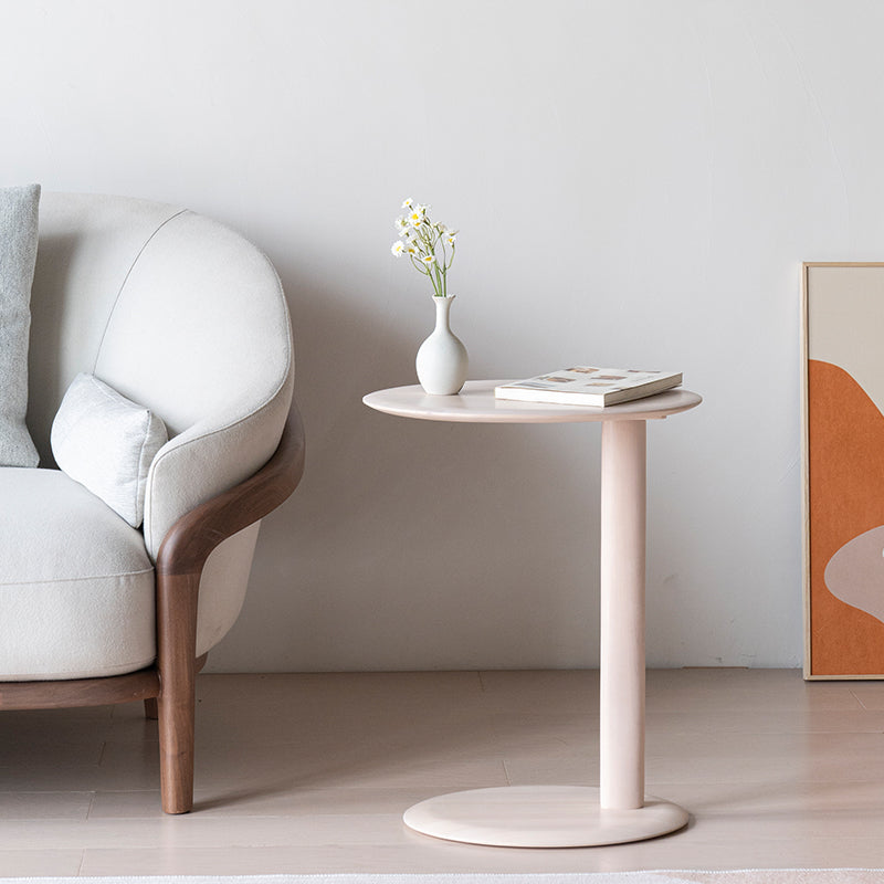 Mesa Lateral Moderna de Madera con Base Elíptica en Forma de Oreja de Gato de 2 Niveles para Sala de Estar 