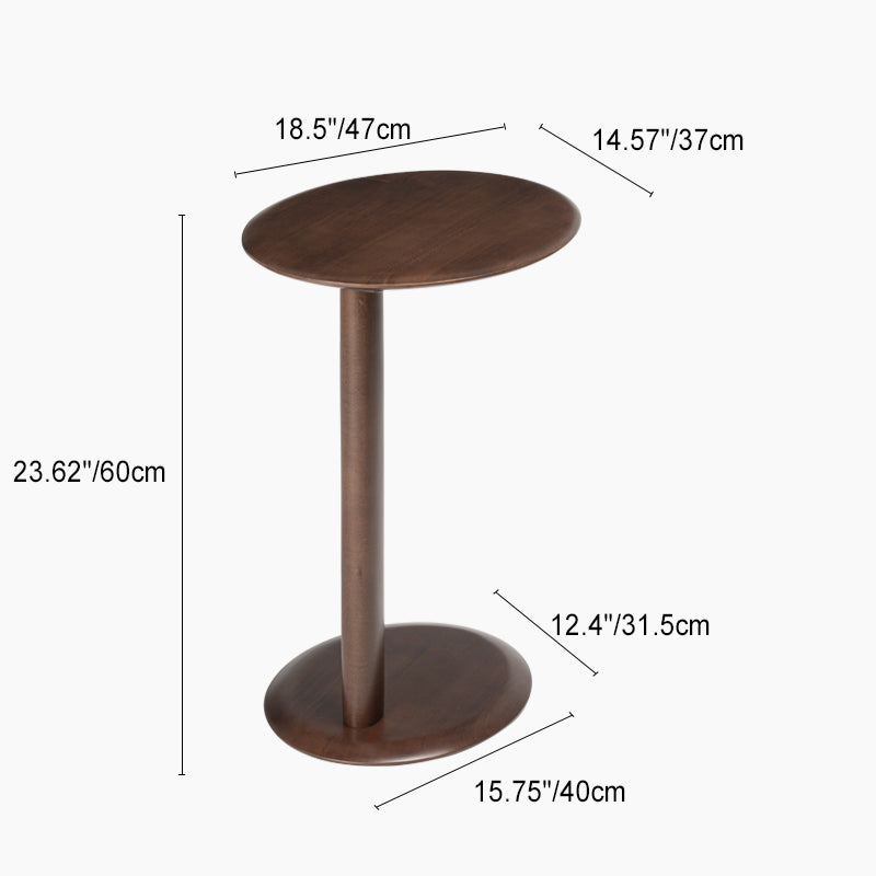 Mesa Lateral Moderna de Madera con Base Elíptica en Forma de Oreja de Gato de 2 Niveles para Sala de Estar 