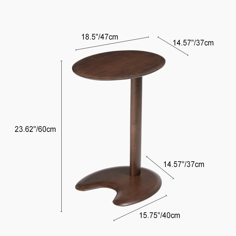 Mesa Lateral Moderna de Madera con Base Elíptica en Forma de Oreja de Gato de 2 Niveles para Sala de Estar 
