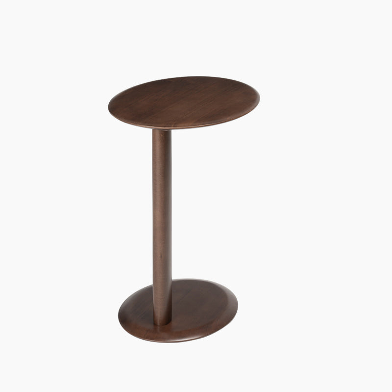 Mesa Lateral Moderna de Madera con Base Elíptica en Forma de Oreja de Gato de 2 Niveles para Sala de Estar 