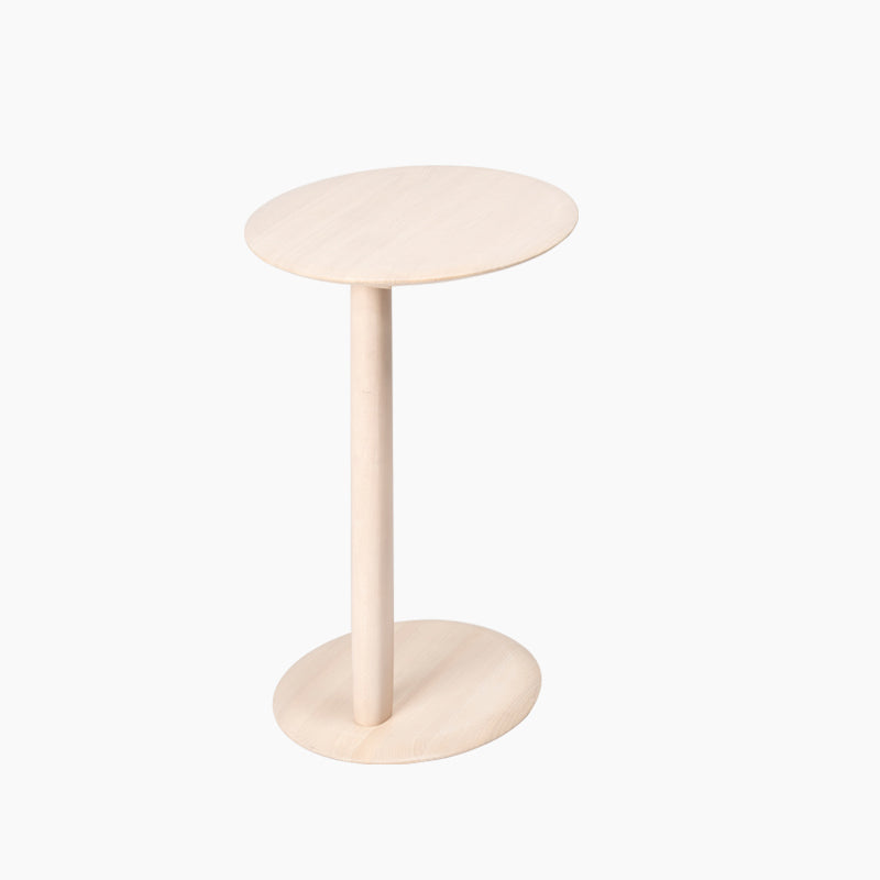 Mesa Lateral Moderna de Madera con Base Elíptica en Forma de Oreja de Gato de 2 Niveles para Sala de Estar 