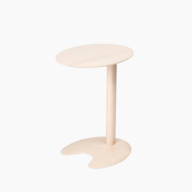 Mesa Lateral Moderna de Madera con Base Elíptica en Forma de Oreja de Gato de 2 Niveles para Sala de Estar 