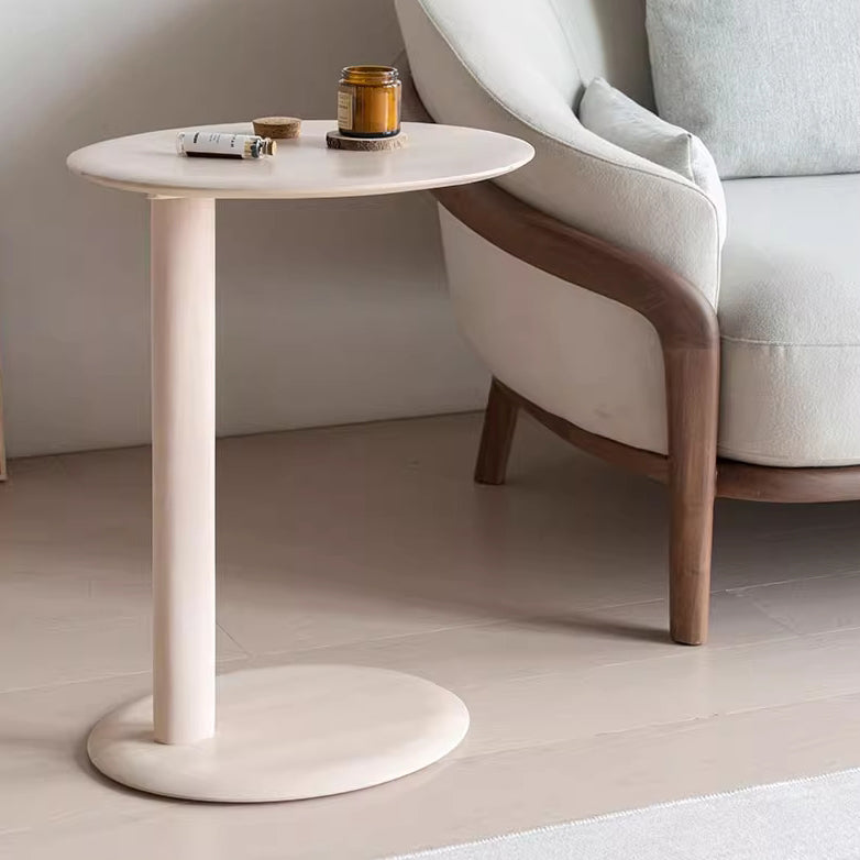 Mesa Lateral Moderna de Madera con Base Elíptica en Forma de Oreja de Gato de 2 Niveles para Sala de Estar 