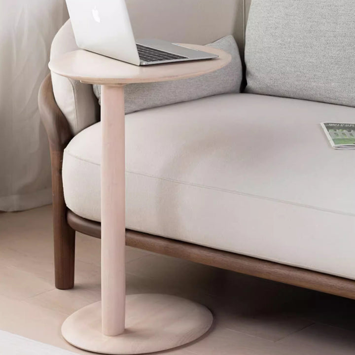 Modern Simplicity Solid Maple Wood Elliptical Cat Ear Base Side Table 2-Tier For Living Room