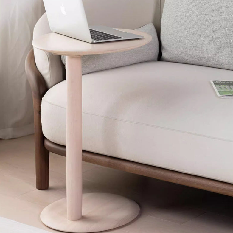 Mesa Lateral Moderna de Madera con Base Elíptica en Forma de Oreja de Gato de 2 Niveles para Sala de Estar 