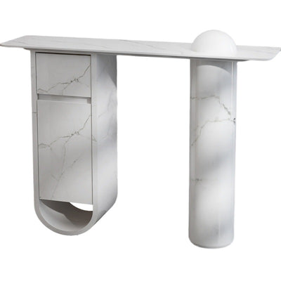 Contemporary Nordic Plate Fiberglass Wood Rectangular Column Side Table 1-Drawer Cabinet For Entryways