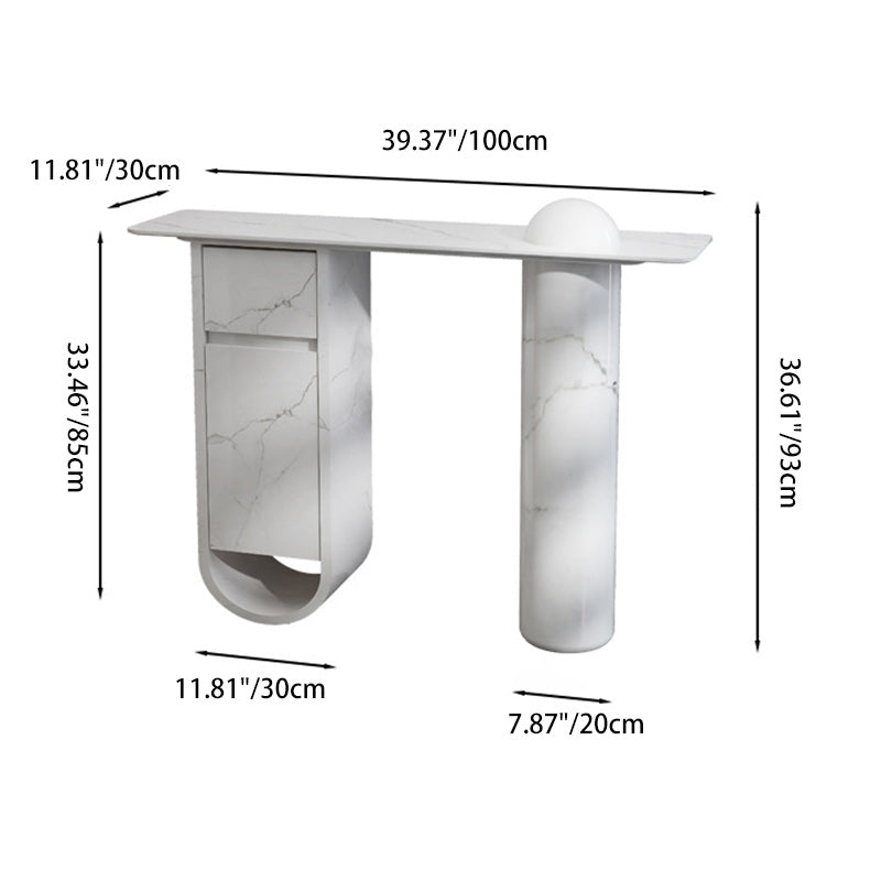 Contemporary Nordic Plate Fiberglass Wood Rectangular Column Side Table 1-Drawer Cabinet For Entryways