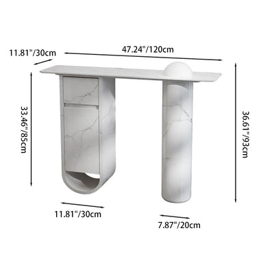 Contemporary Nordic Plate Fiberglass Wood Rectangular Column Side Table 1-Drawer Cabinet For Entryways