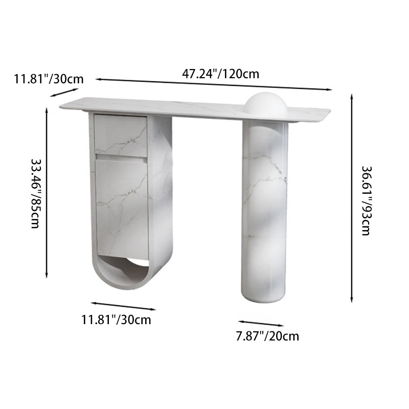 Contemporary Nordic Plate Fiberglass Wood Rectangular Column Side Table 1-Drawer Cabinet For Entryways