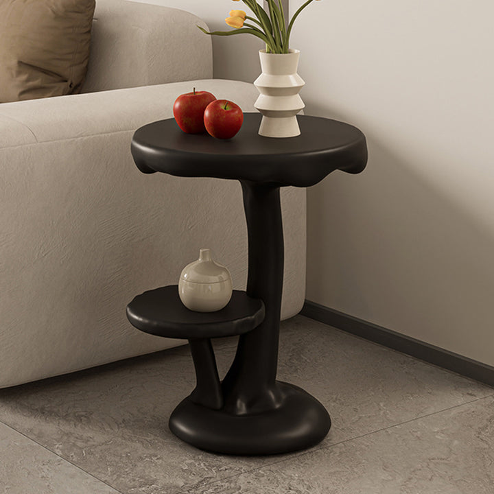 Contemporary Creative FRP Mushroom Round End Table 2-Tier For Living Room