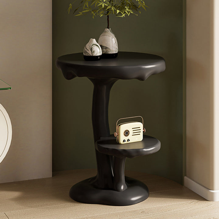 Contemporary Creative FRP Mushroom Round End Table 2-Tier For Living Room