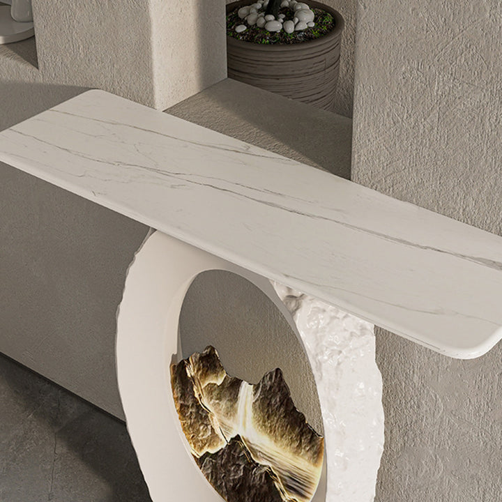 Contemporary Nordic FRP Marble Microcrystalline Stone Rectangular Elliptical Lighting Mountain Side Table 1-Tray For Entryway