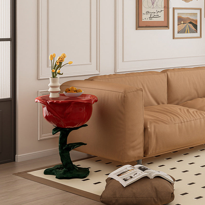 Traditioneller französischer FRP-Glas-Rosen-Rundtisch mit 1 Ablage für das Wohnzimmer 