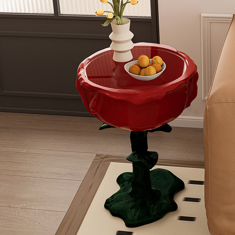 Traditioneller französischer FRP-Glas-Rosen-Rundtisch mit 1 Ablage für das Wohnzimmer 